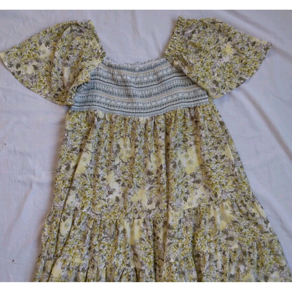 Davi And Dani Maxi Dress Smocked Floral Peasant Boho Prairie Women's Medium - Picture 2 of 11